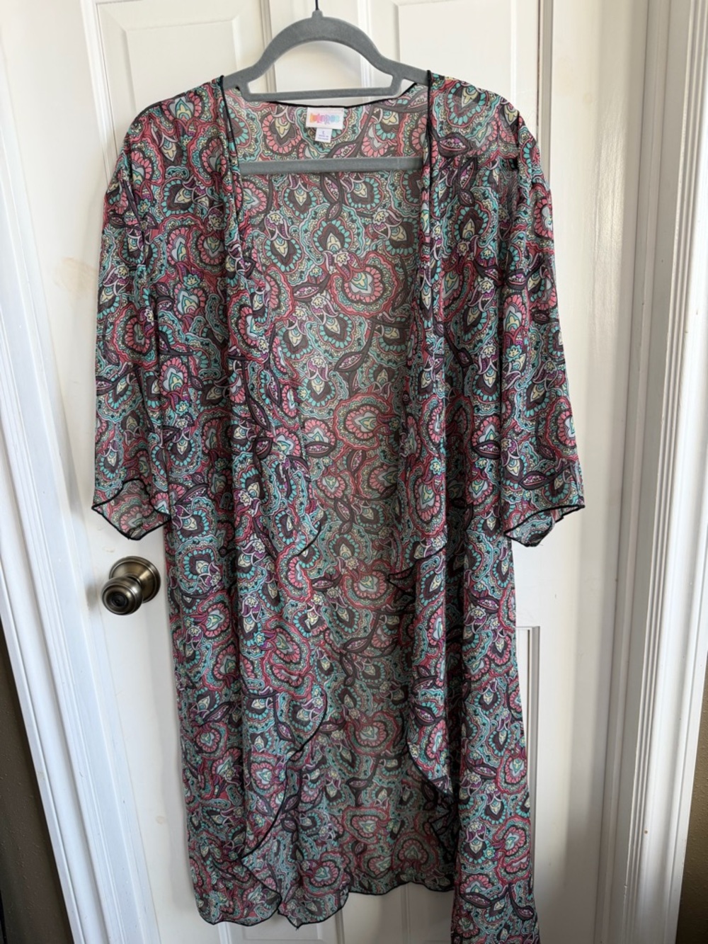 LuLaRoe Paisley kimono/duster in Teal, Magenta & Black